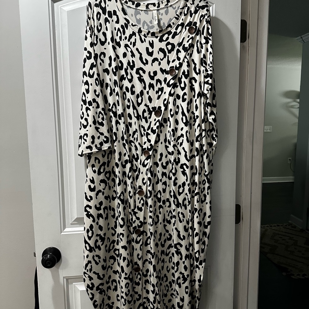 Leopard Print Button-Down Bubble Dress